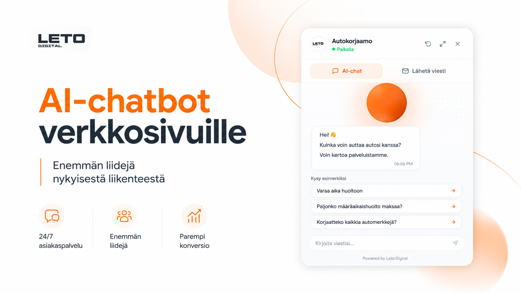 AI-chatbot verkkosivuille kasvattamassa yrityksen konversiota