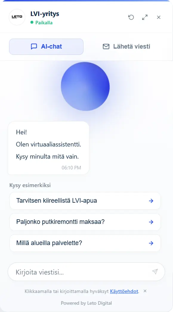 LVI-yritys AI-chatbot